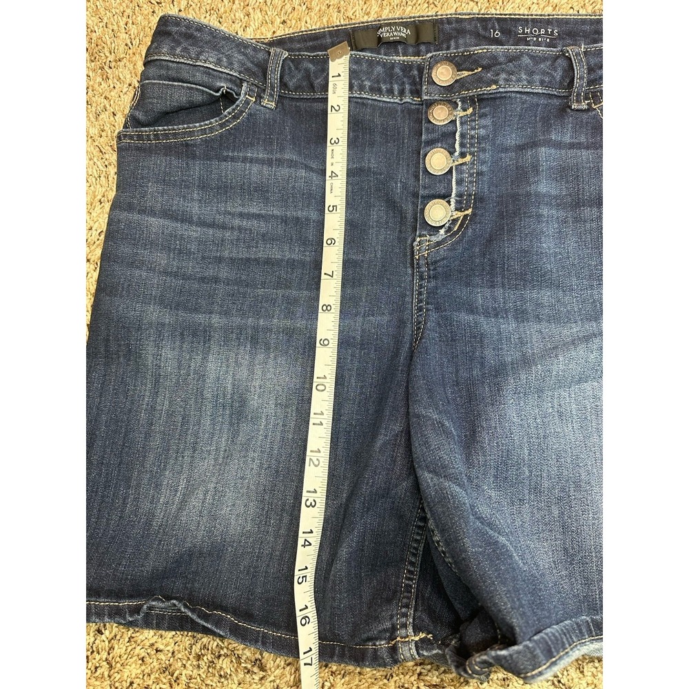 Simply Vera Vera Wang Denim Shorts Women's 16 Mid Rise Stretch Button Fly‎ - Picture 7 of 9